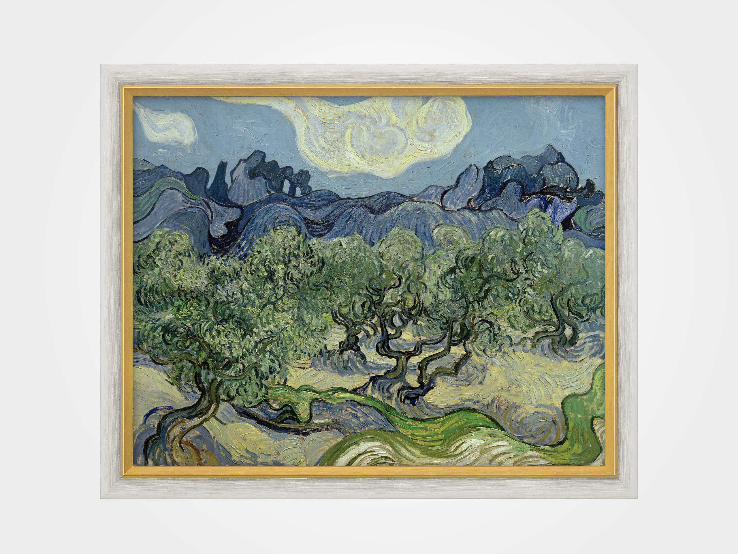 Vincent van Gogh: Bild "Olivenbäume mit Les Alpilles" (1889), gerahmt