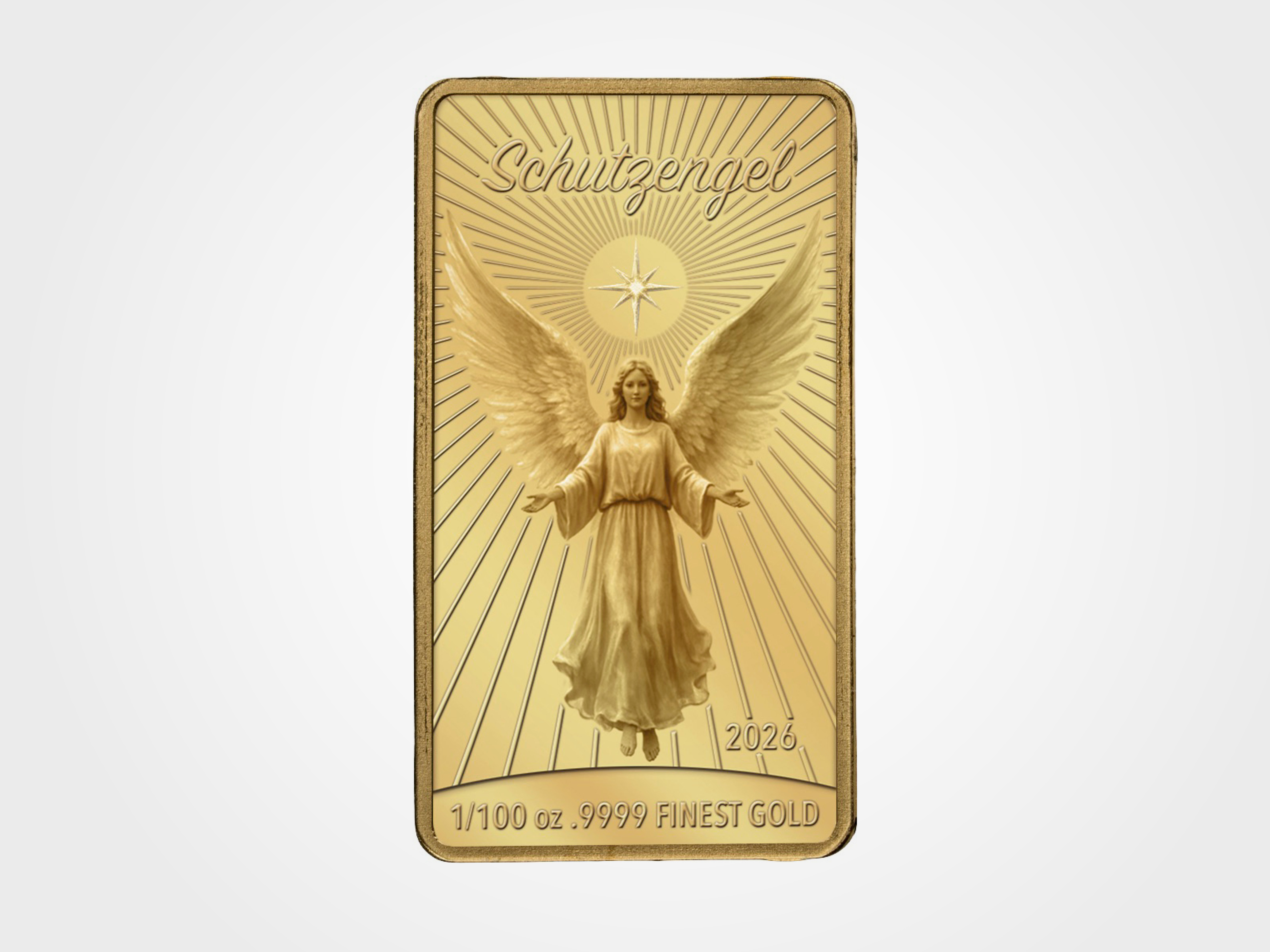 Goldbarren „Schutzengel“ in Geschenkkarte mit Schleife
