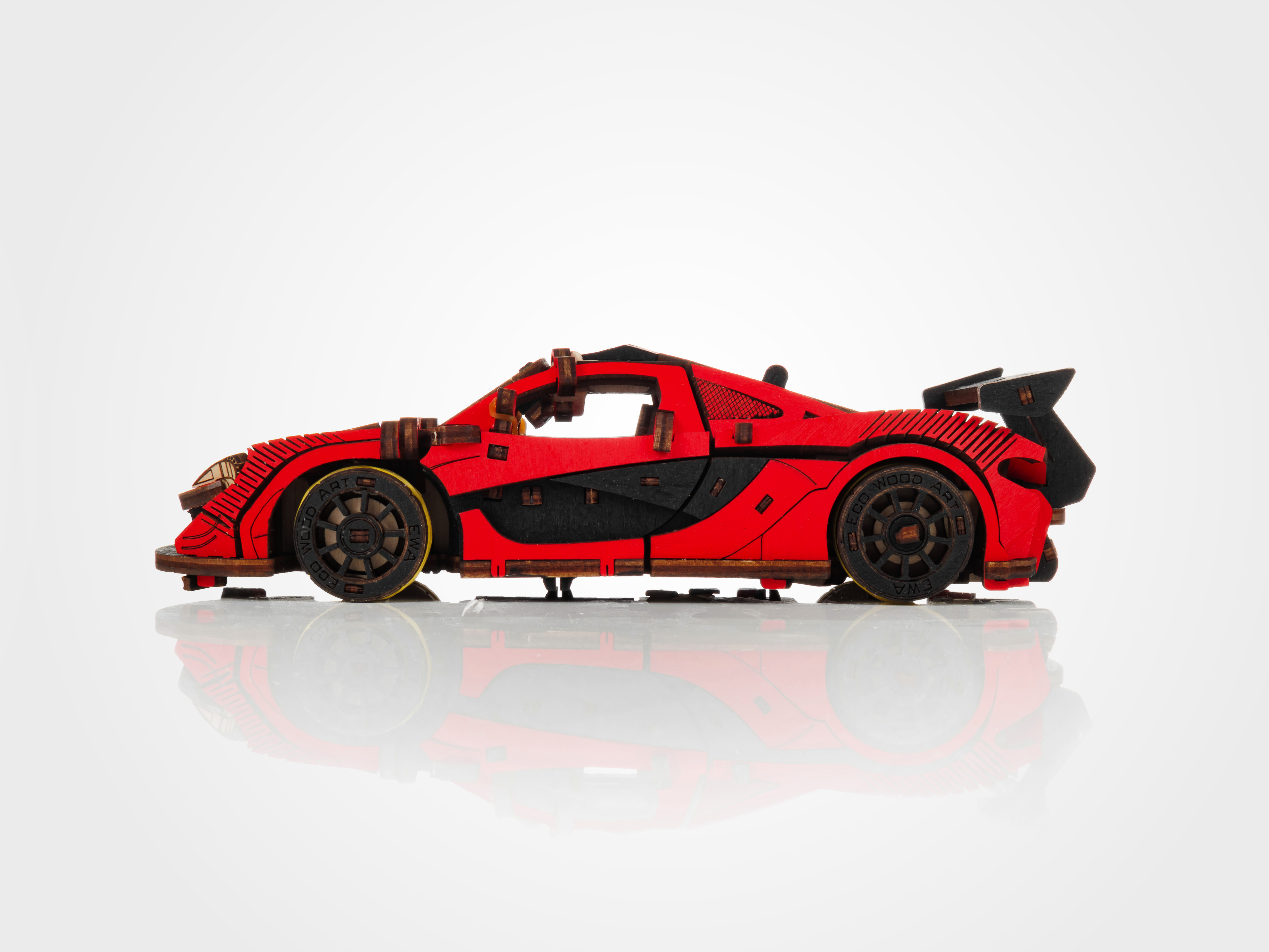  3D-Holzpuzzle Racing Car rot