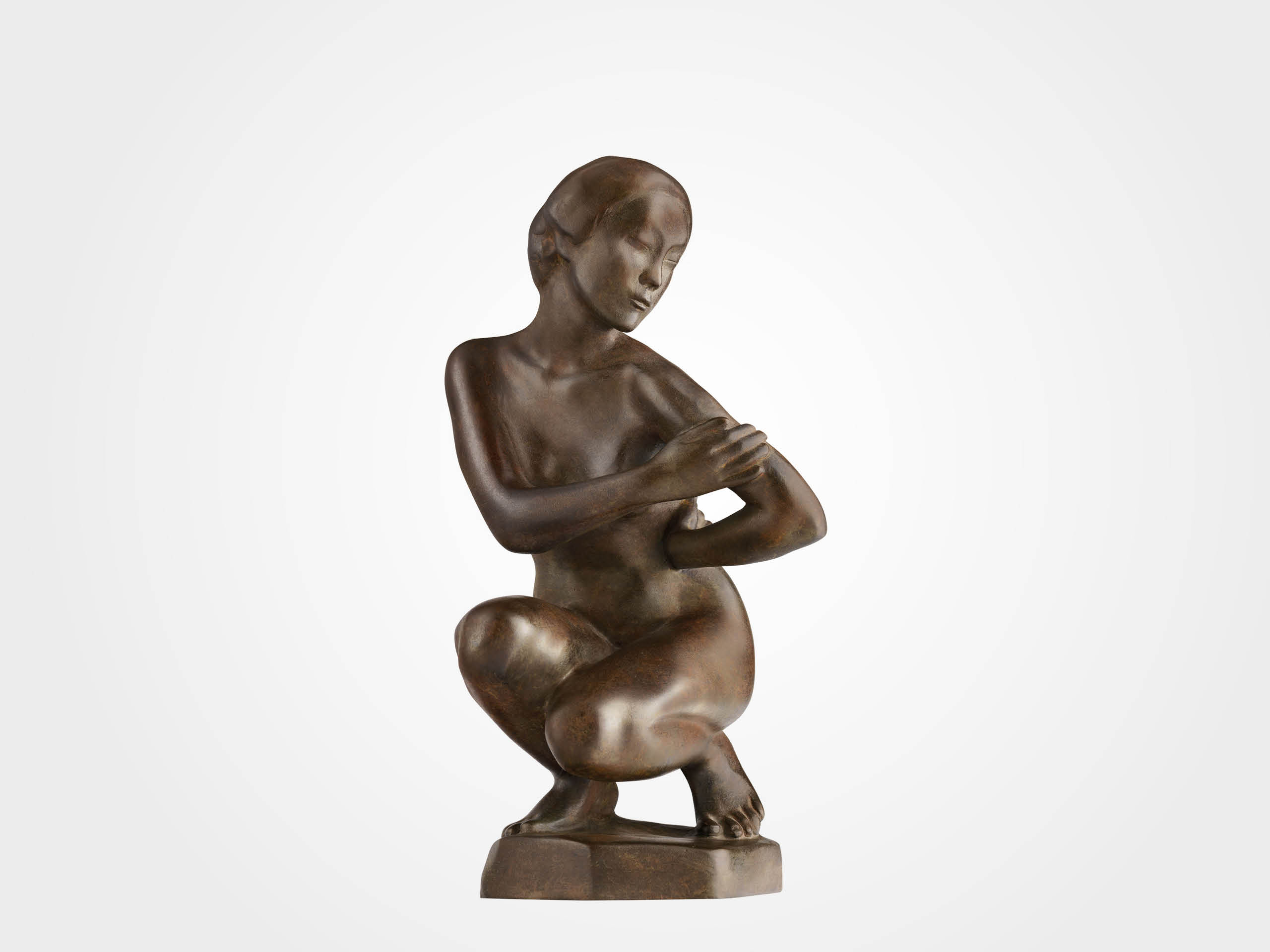Georg Kolbe: Skulptur "Kauernde Japanerin", Reduktion in Bronze