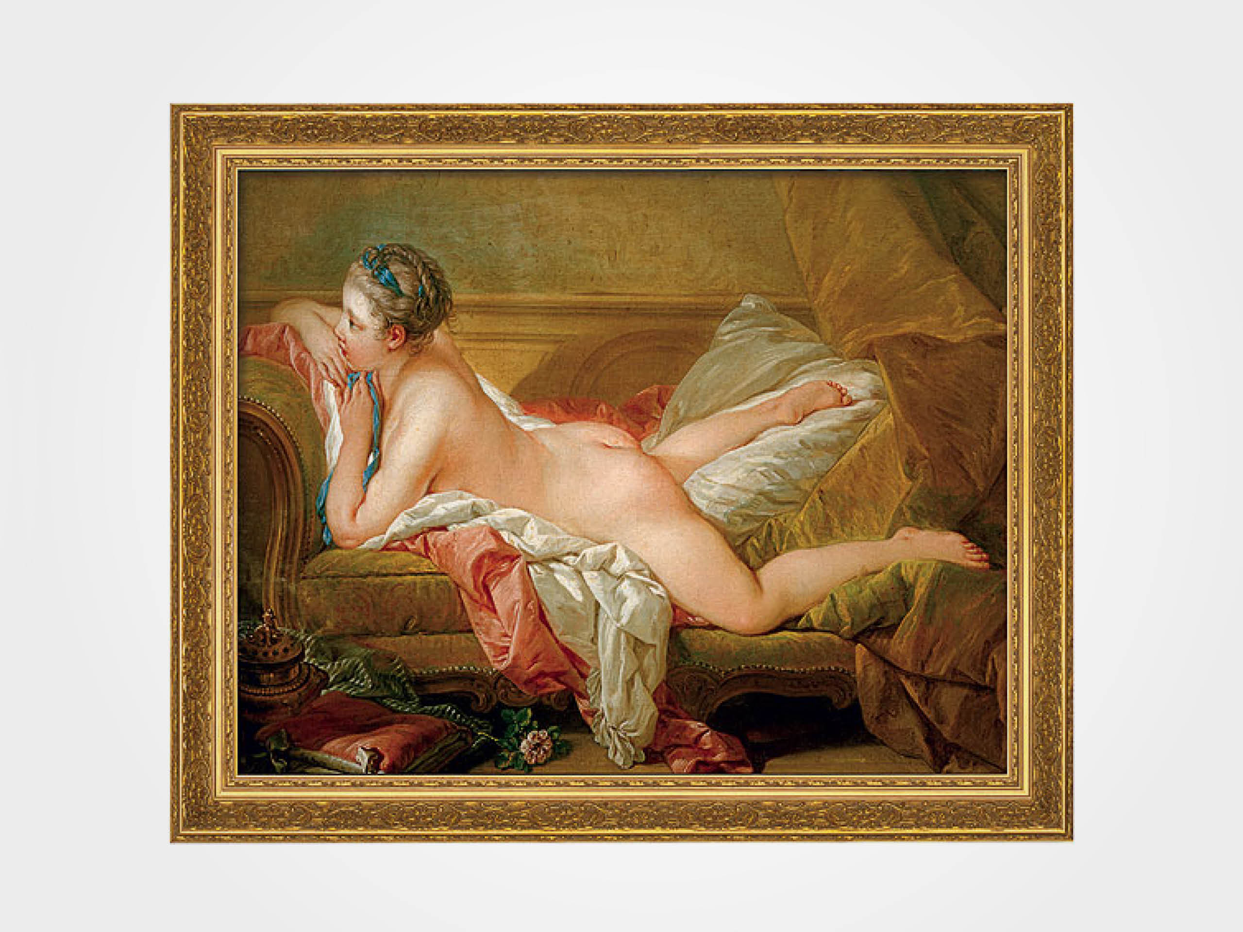 Francois Boucher: Bild "Ruhendes Mädchen" (1752), gerahmt