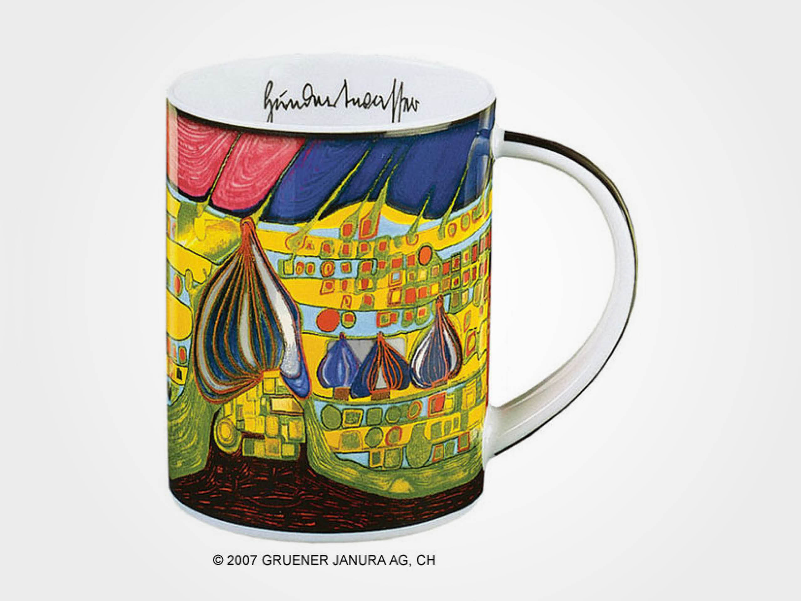Friedensreich Hundertwasser: Magic Mug "Yellow last will", Porzellan