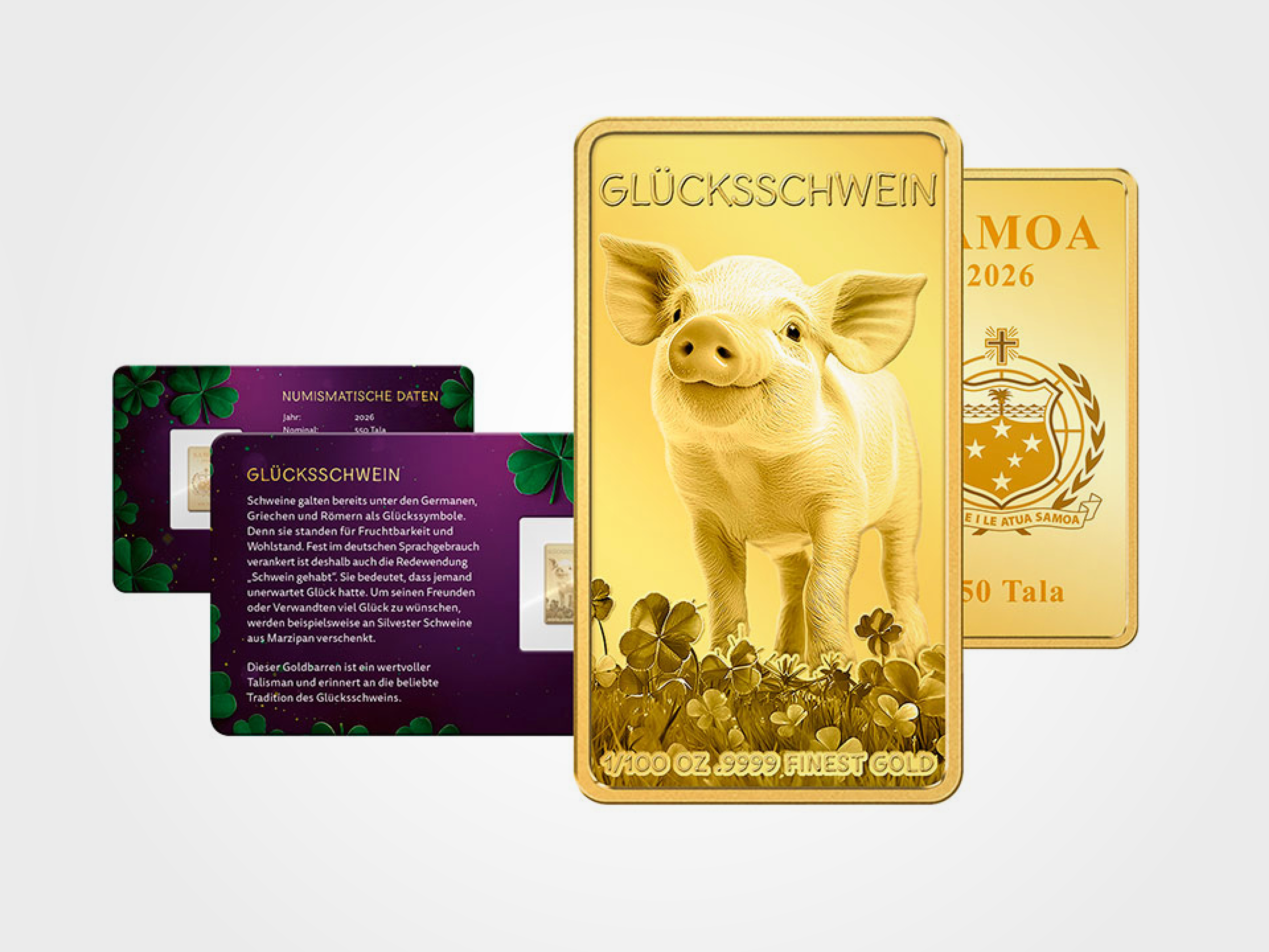  Goldplättchen Glücksschwein