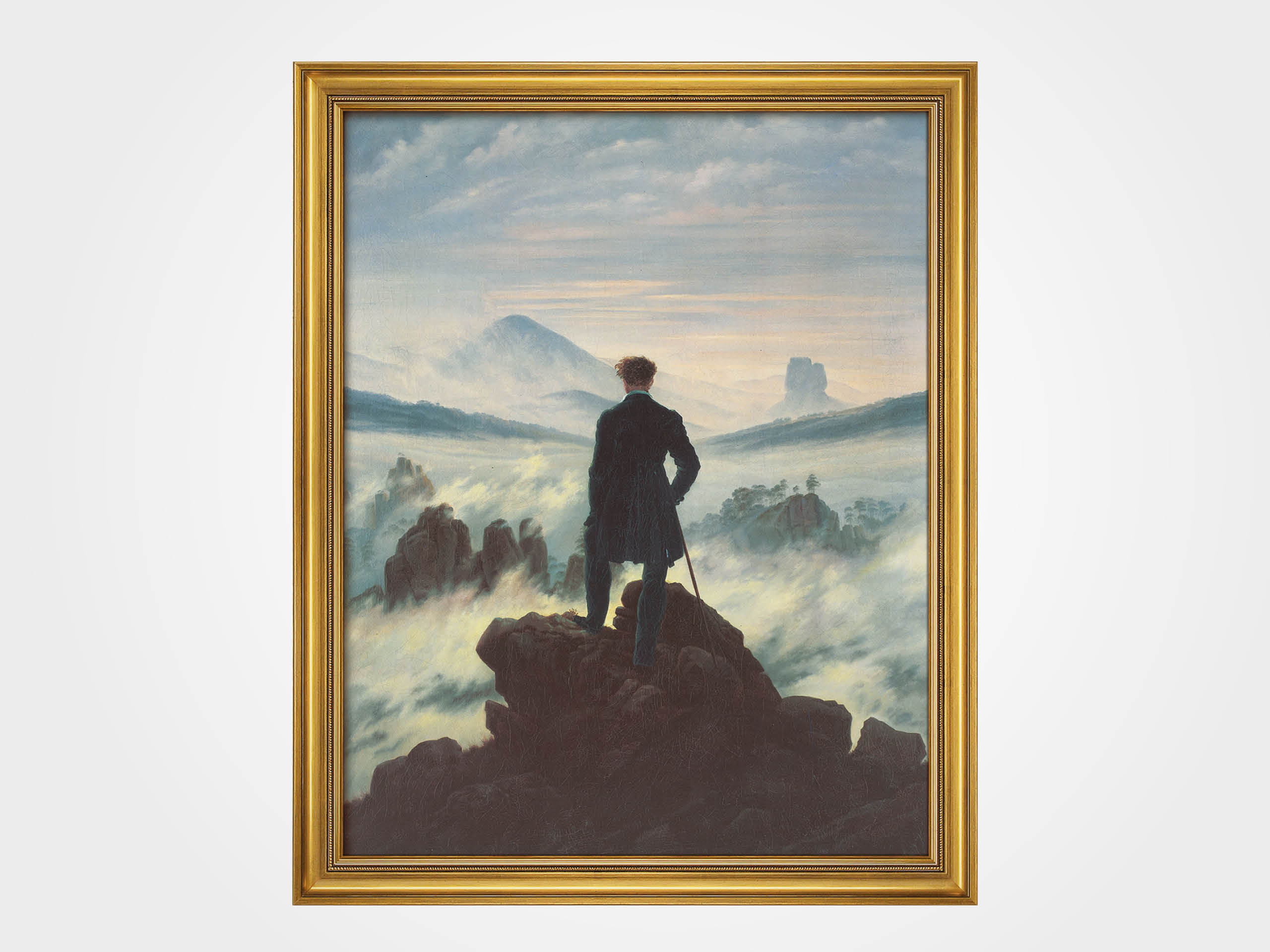Caspar David Friedrich: Bild "Der Wanderer über dem Nebelmeer" (1818), gerahmt