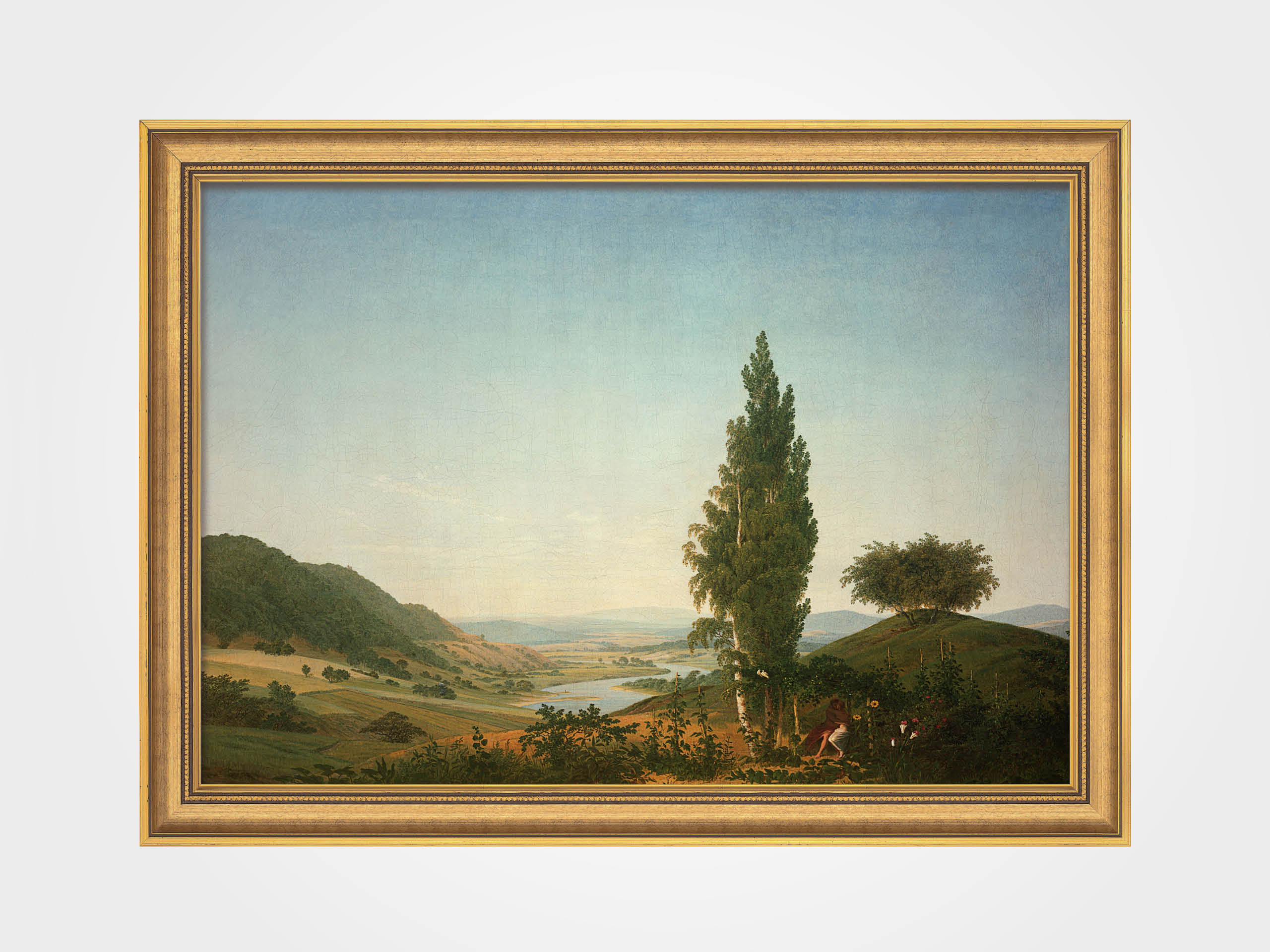 Caspar David Friedrich: Bild "Der Sommer (Landschaft mit Liebespaar)", gerahmt