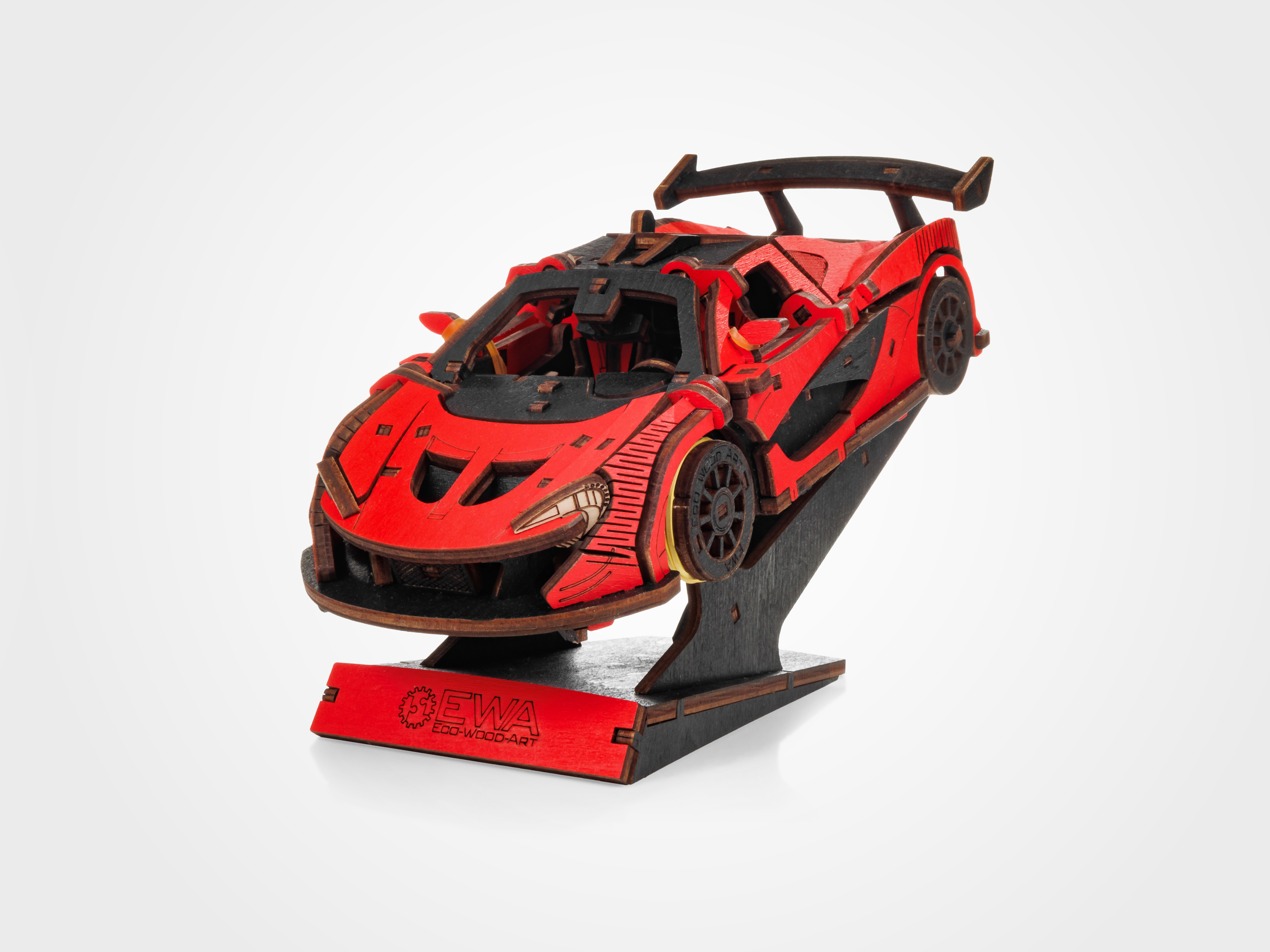  3D-Holzpuzzle Racing Car rot